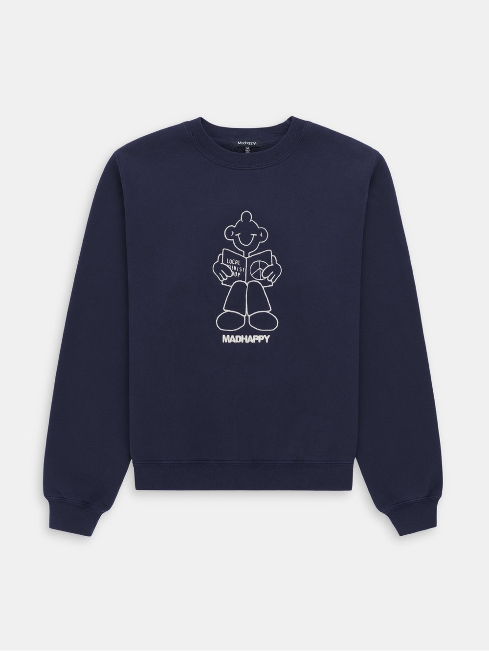 Madhappy Support Network Fleece Crewneck Sweatshirt in Navy